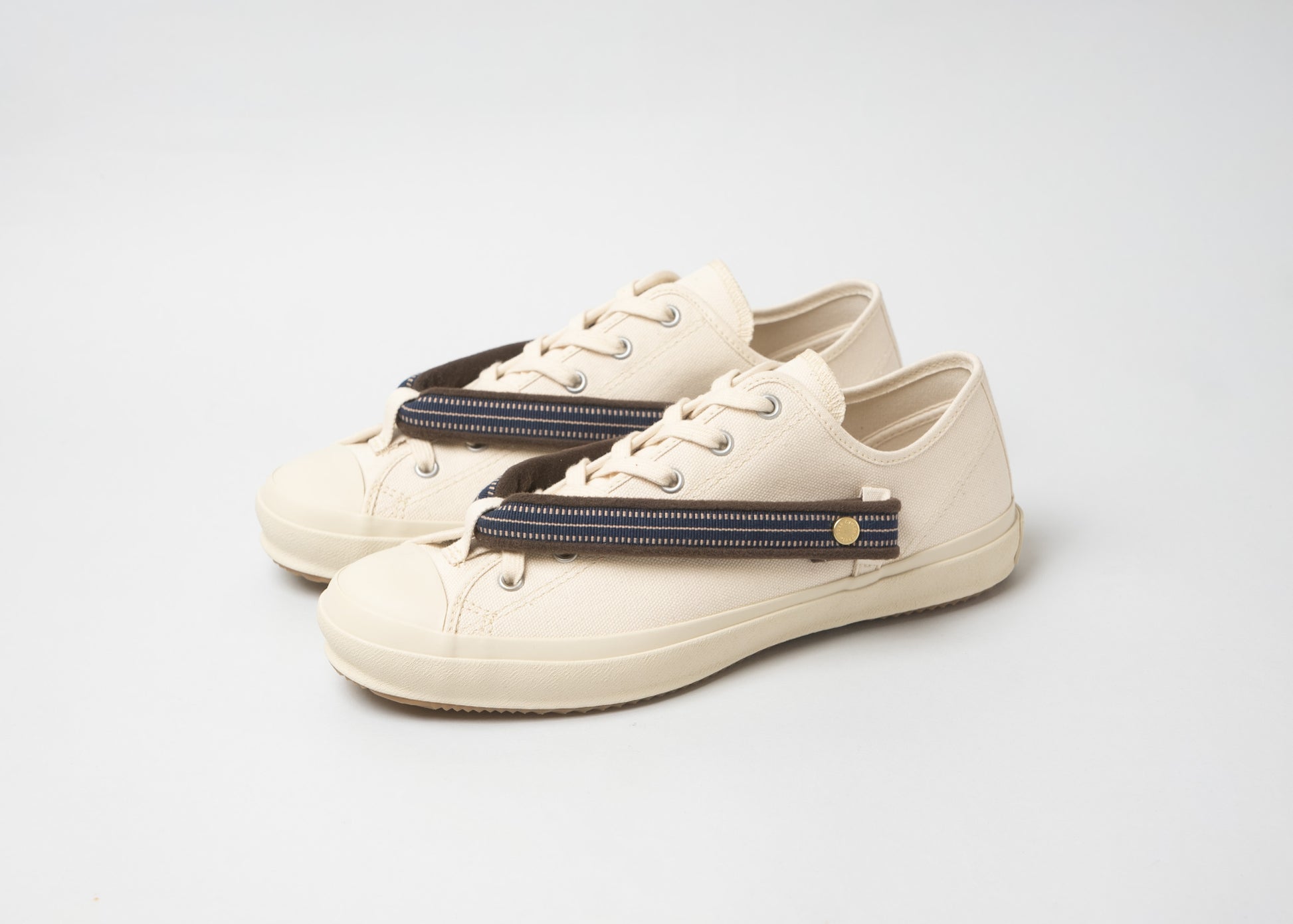 HANAO SHOES＿KYOSANADAHIMO（縞 / 紺茶）_White_引き